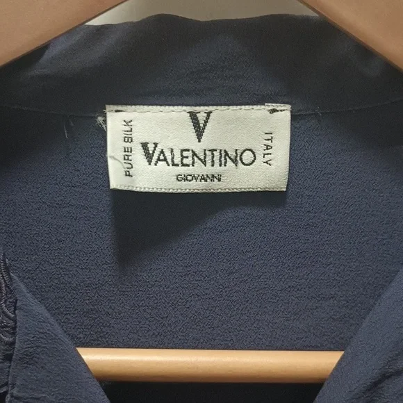 Valentino Dark Blue Silk Shirt - Picture 2 of 5